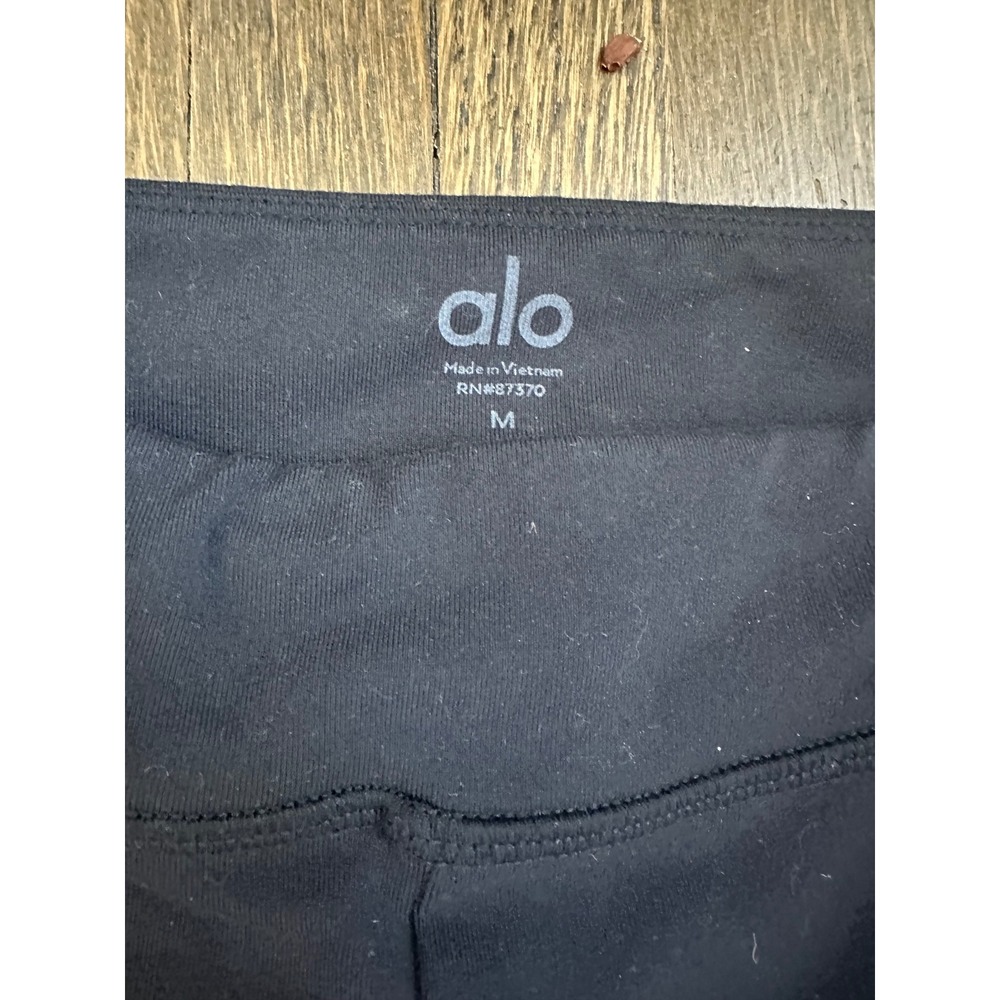 Alo Yoga Black Airbrush High Waist Front Slit Flare Leggings Size M RN87370 - Picture 2 of 7
